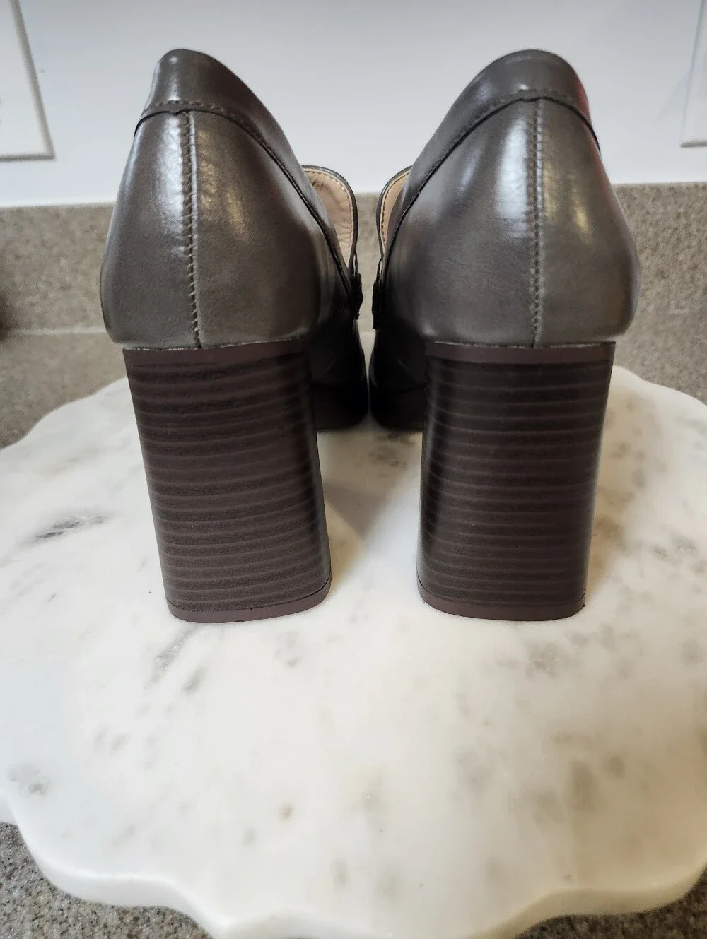 Journee Collection Gray Block Heel Loafers (New) Women's Size 7.5